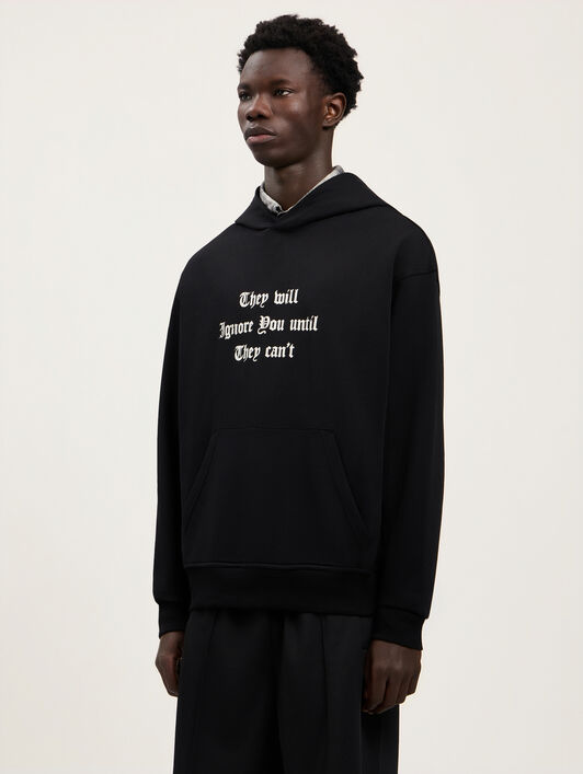 PALM ANGELS Statement Hoodie BLACK OFF WHITE PMBB17DS26FLE005
