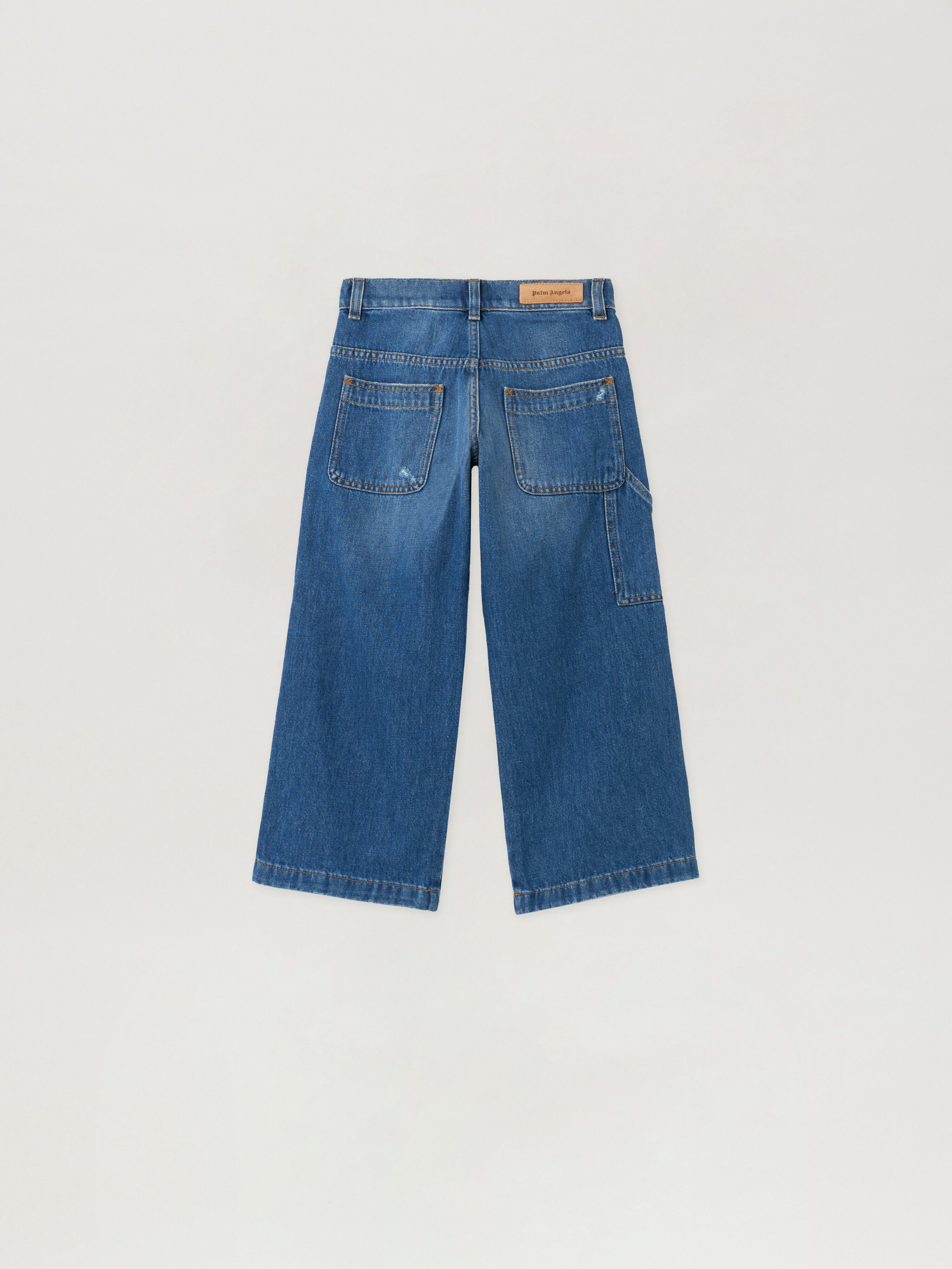PALM ANGELS Logo Brushed Work Denim Pant MEDIUM BLUE - OCHER YELLOW PBYB007F25DEN001