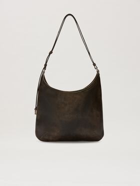 PALM ANGELS  Vintage leather Maxi Giorgina Bag CREMA/ORO PWNN028C99LEA001