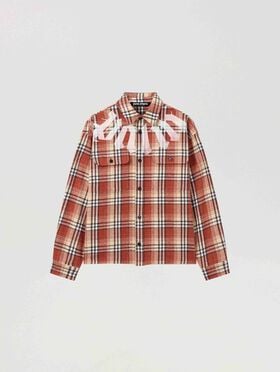 PALM ANGELS Big Neck Logo Loose Overshirt ORANGE - OFF WHITE PAMES02F26FB01