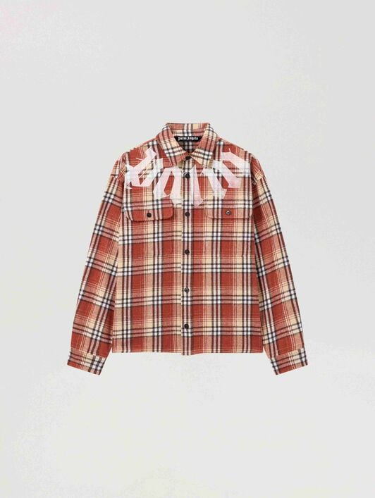 Big Neck Logo Loose Overshirt PALM ANGELS Big Neck Logo Loose Overshirt ORANGE - OFF WHITE PAMES02F26FB01