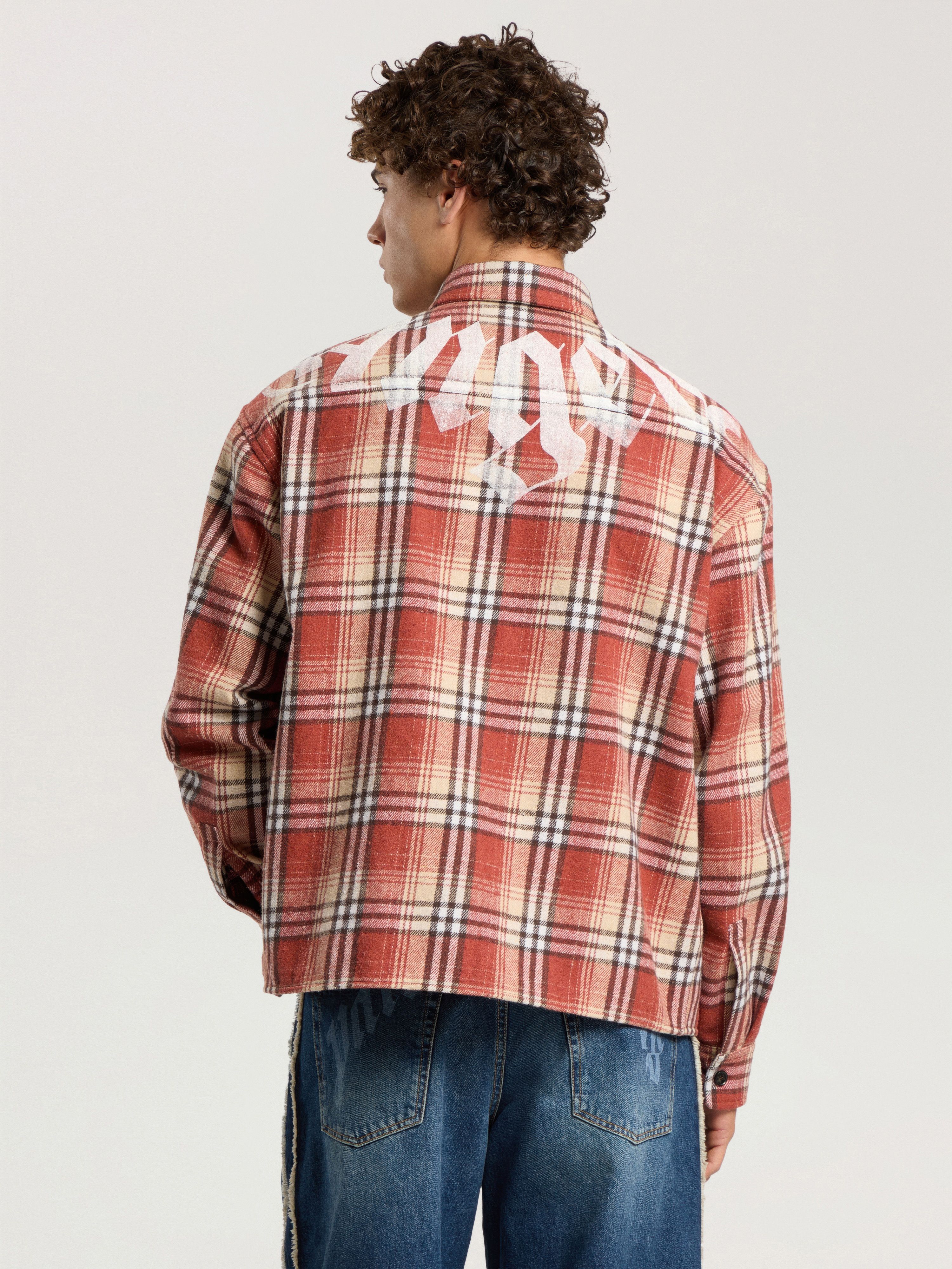 Big Neck Logo Loose Overshirt PALM ANGELS Big Neck Logo Loose Overshirt ORANGE - OFF WHITE PAMES02F26FB01