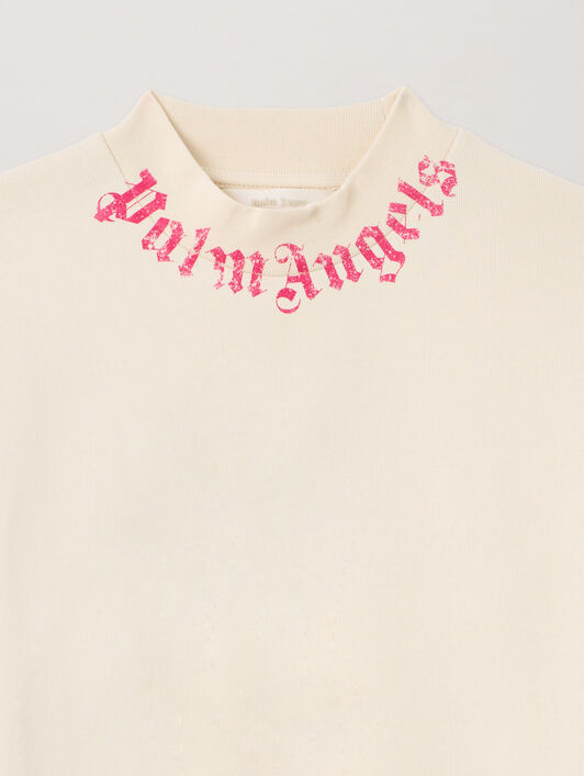 PALM ANGELS Neck Logo Brushed Crew OFF WHITE PGBA013S26FLE004