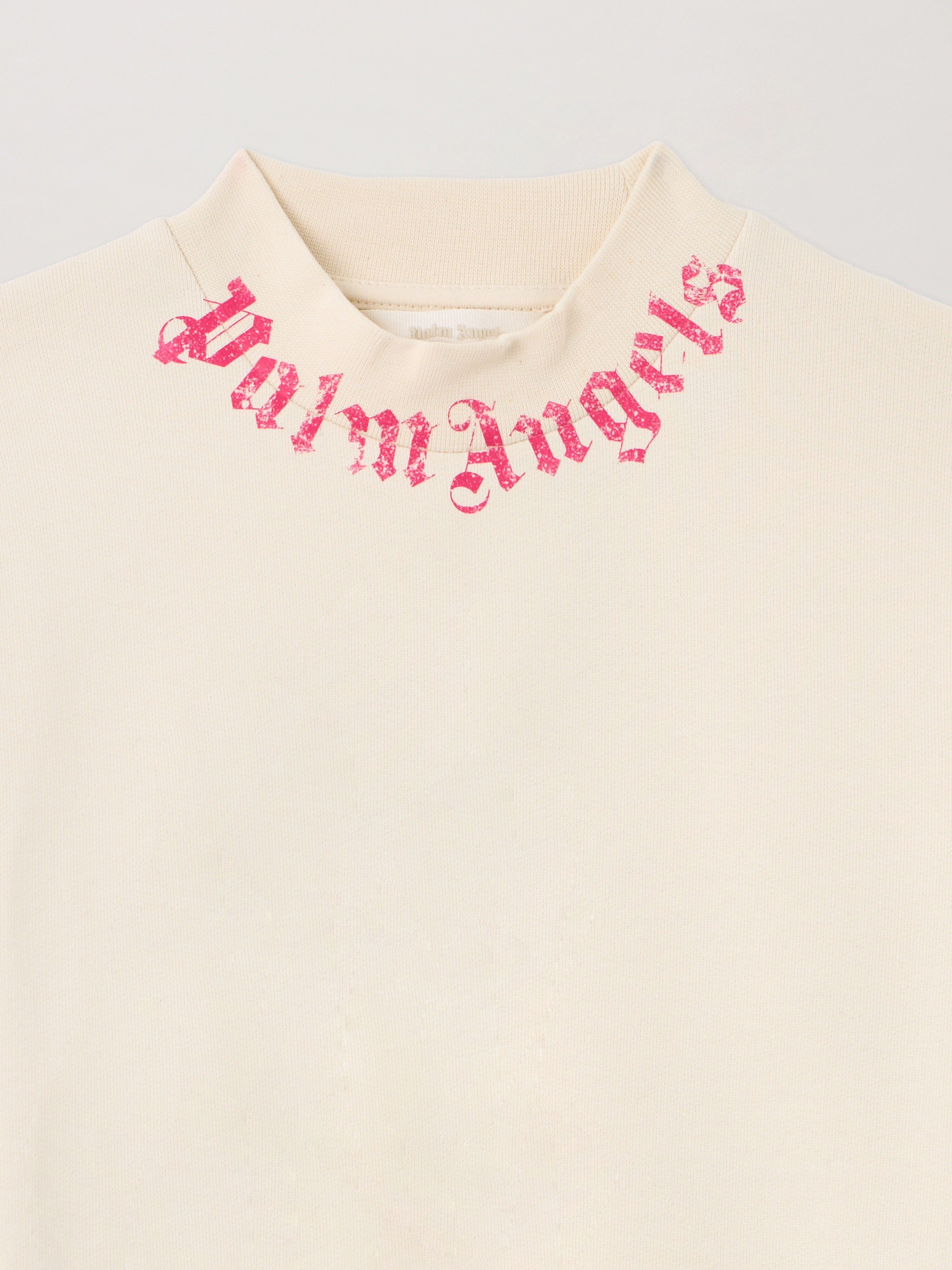 PALM ANGELS Neck Logo Brushed Crew OFF WHITE PGBA013S26FLE004