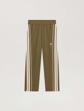 PALM ANGELS Palm Tree Striped Track Pants OLIVE GREEN - OFF WHITE PAMCJ09W26FB01
