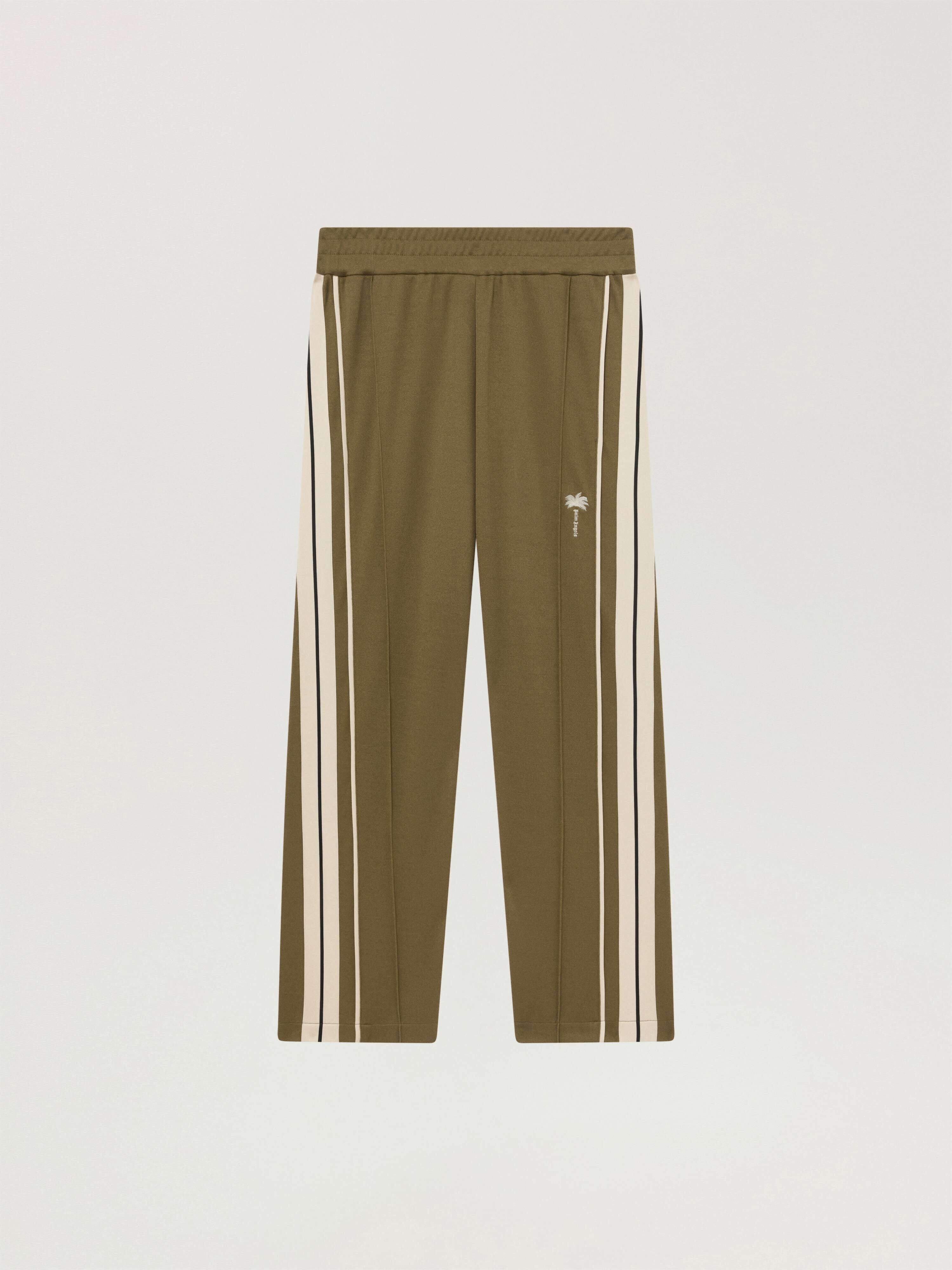 Palm Tree Striped Track Pants PALM ANGELS Palm Tree Striped Track Pants OLIVE GREEN - OFF WHITE PAMCJ09W26FB01