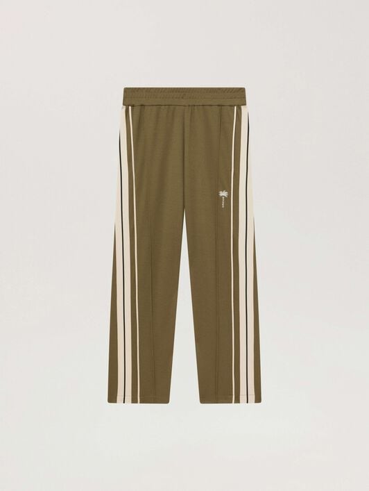 Palm Tree Striped Track Pants PALM ANGELS Palm Tree Striped Track Pants OLIVE GREEN - OFF WHITE PAMCJ09W26FB01