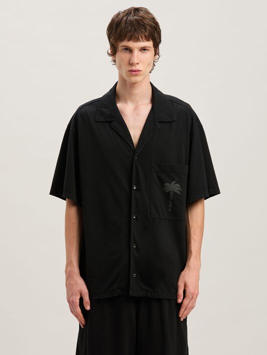 PALM ANGELS  Palm dyed bowling shirt BLACK - BLACK PMGG009S25FAB001
