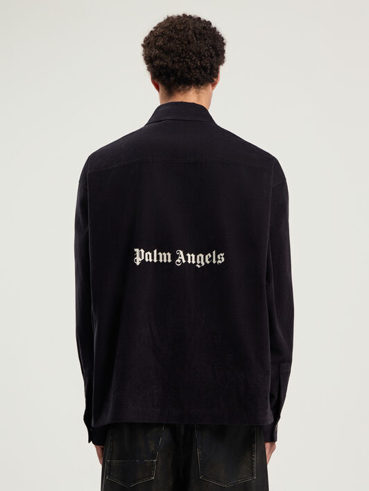 PALM ANGELS Classic Logo Cord Overshirt ANTHRACITE - OFF WHITE PMES024F25FAB001