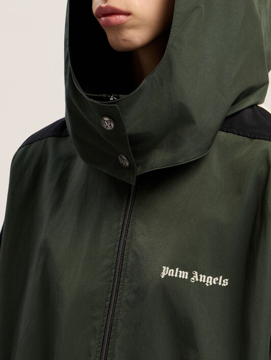 PALM ANGELS Colorblock Track Windbreaker FOREST GREEN - BLACK PWEB016F25FAB001