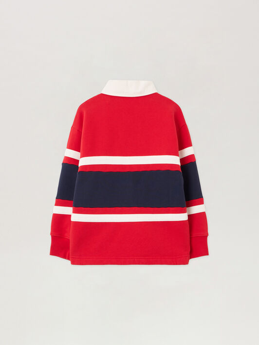 PALM ANGELS Pa Rugby Polo Sweatshirt RED - OFF WHITE PBBA015F25FLE001