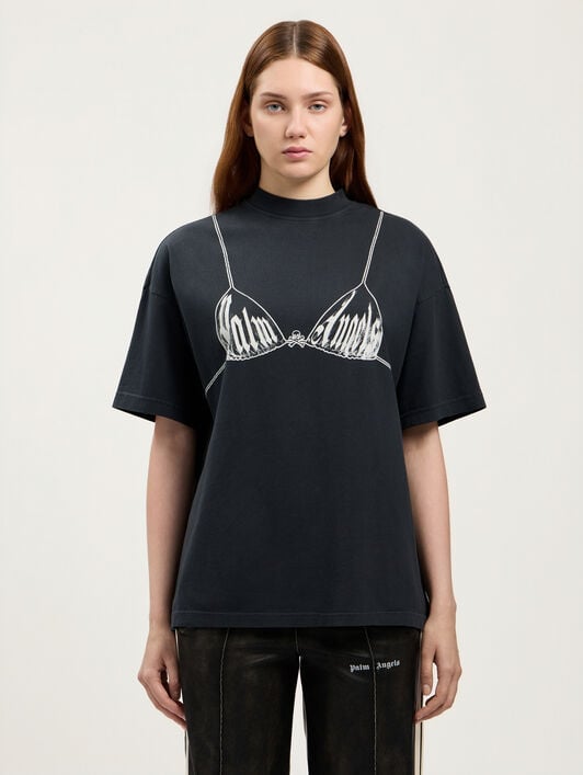 Bra Loose T-Shirt PALM ANGELS Bra Loose T-Shirt BLACK OFF WHITE PWAA07BS26JER003