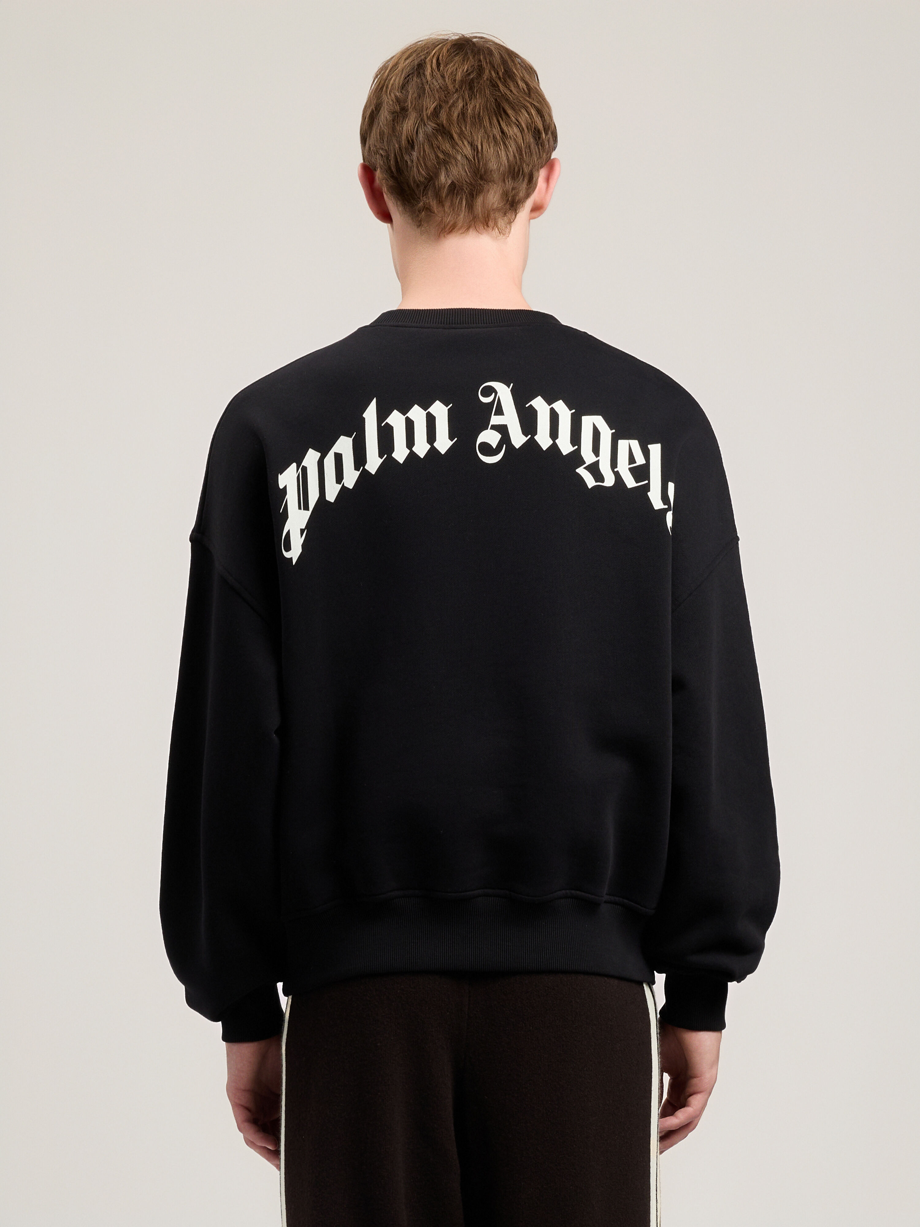 Back Curved Logo Loose Sweatshirt in BLACK OFF WHITE for Men