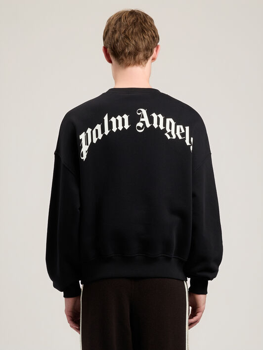 PALM ANGELS Back Curved Logo Loose Sweatshirt BLACK OFF WHITE PMBA08JS26FLE004