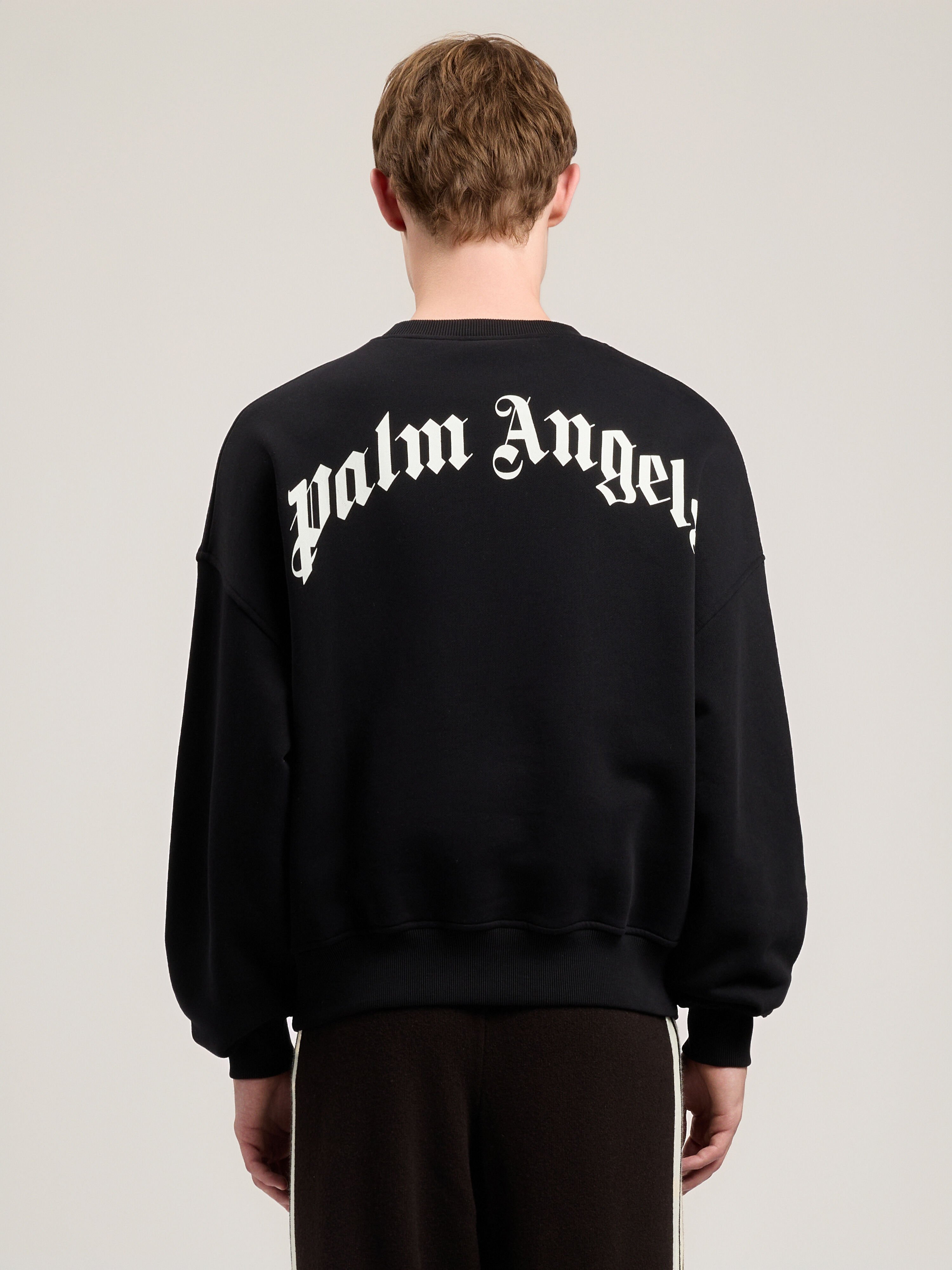 PALM ANGELS Back Curved Logo Loose Sweatshirt BLACK OFF WHITE PMBA08JS26FLE004