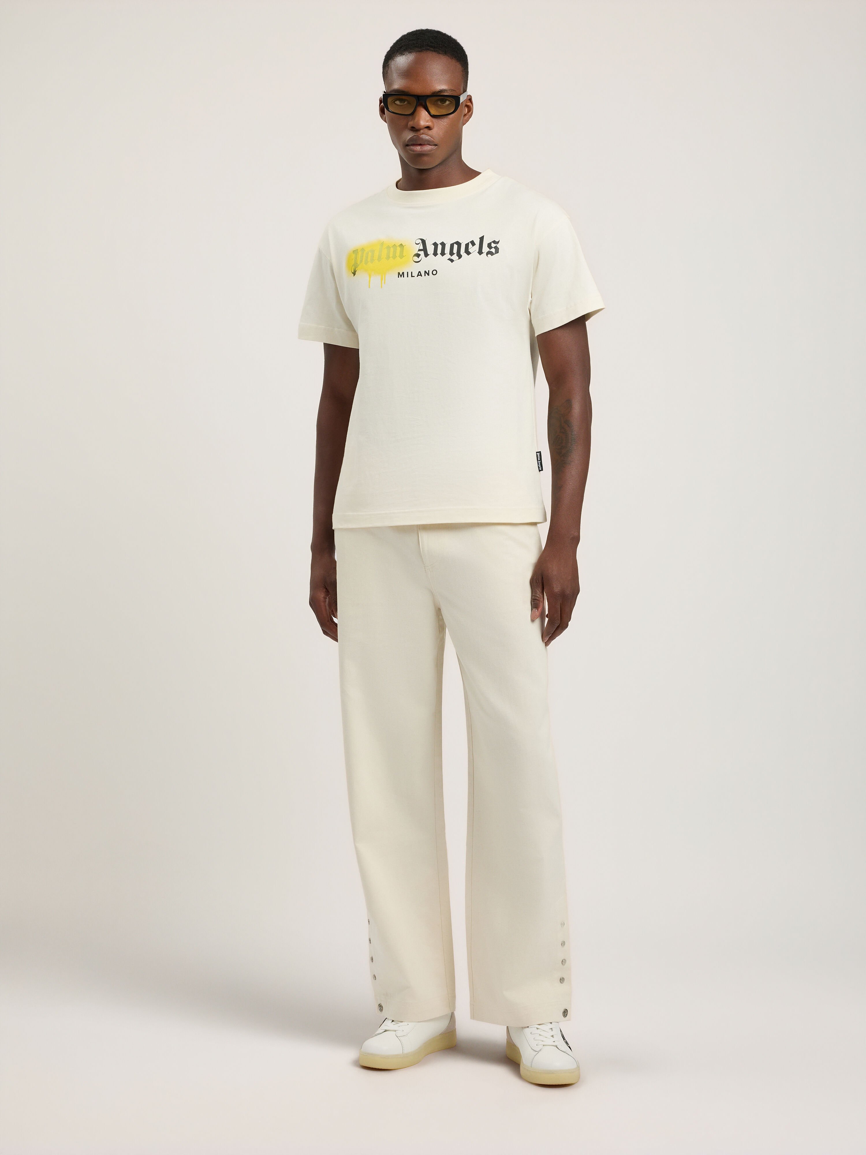 Spray City Milan T-Shirt PALM ANGELS Spray City Milan T-Shirt OFF White/Yellow PMAA109T26JER004