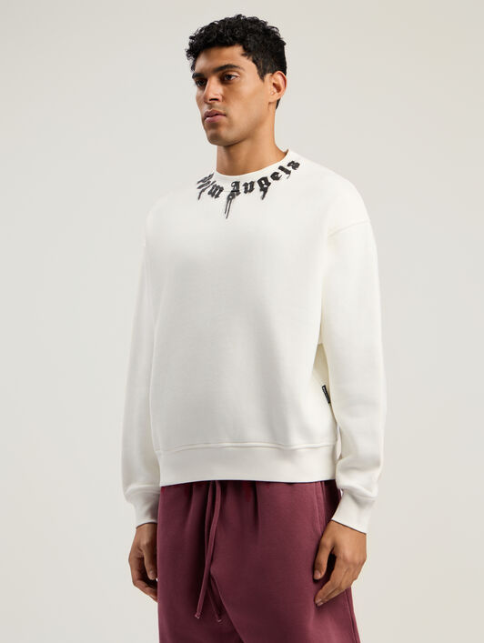 Neck Logo Reg Crew Sweatshirt PALM ANGELS Neck Logo Reg Crew Sweatshirt OFF WHITE - BLACK PMBA08HF25FLE003
