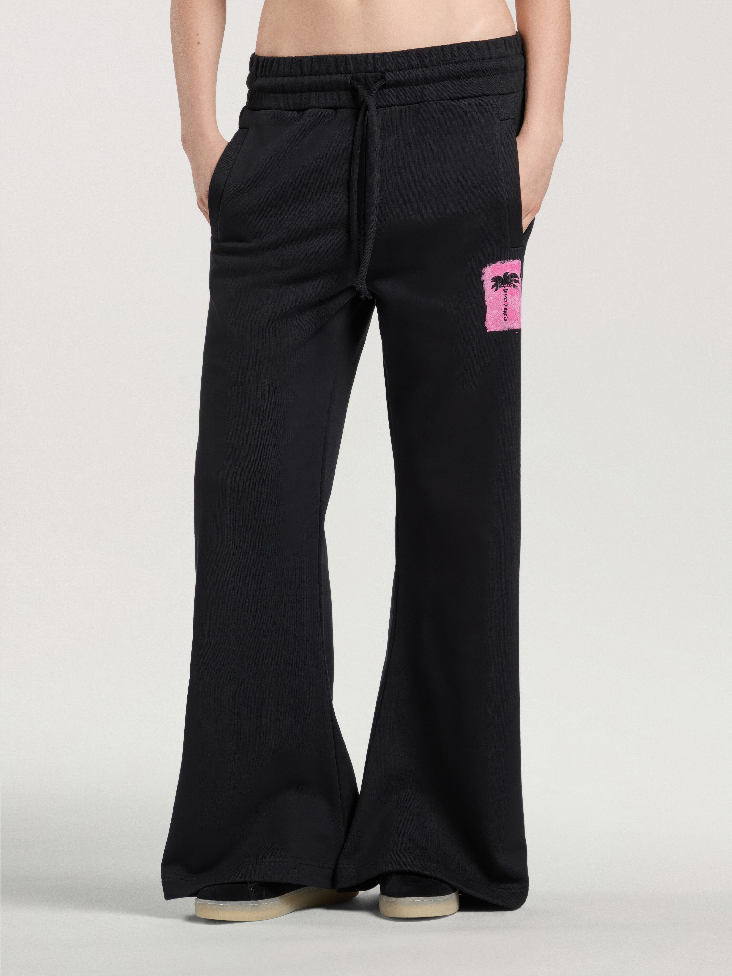 Brushed Palm Tree Sweatpants PALM ANGELS Brushed Palm Tree Sweatpants BLACK - PINK PAWCH02W26FL03
