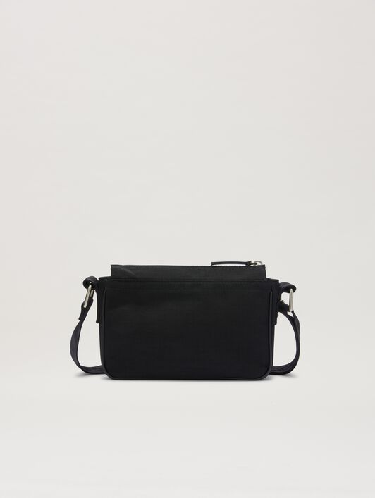 PALM ANGELS  Metallic logo plate croosbody bag BLACK PMNQ012S25FAB001