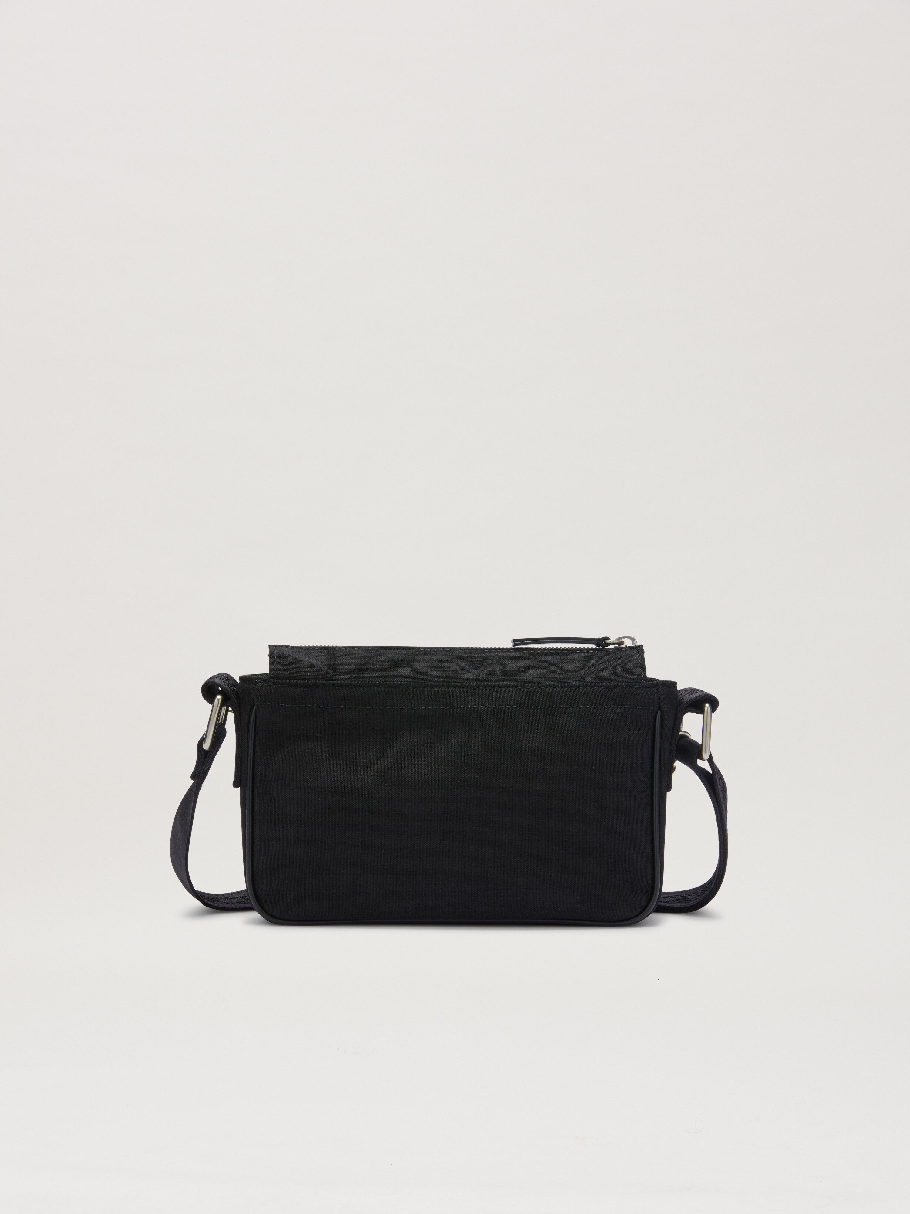 PALM ANGELS  Metallic logo plate croosbody bag BLACK PMNQ012S25FAB001