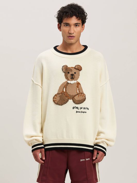 PALM ANGELS  Bear in Mind Sweater OFF WHITE - BROWN PMHE007S25KNI001
