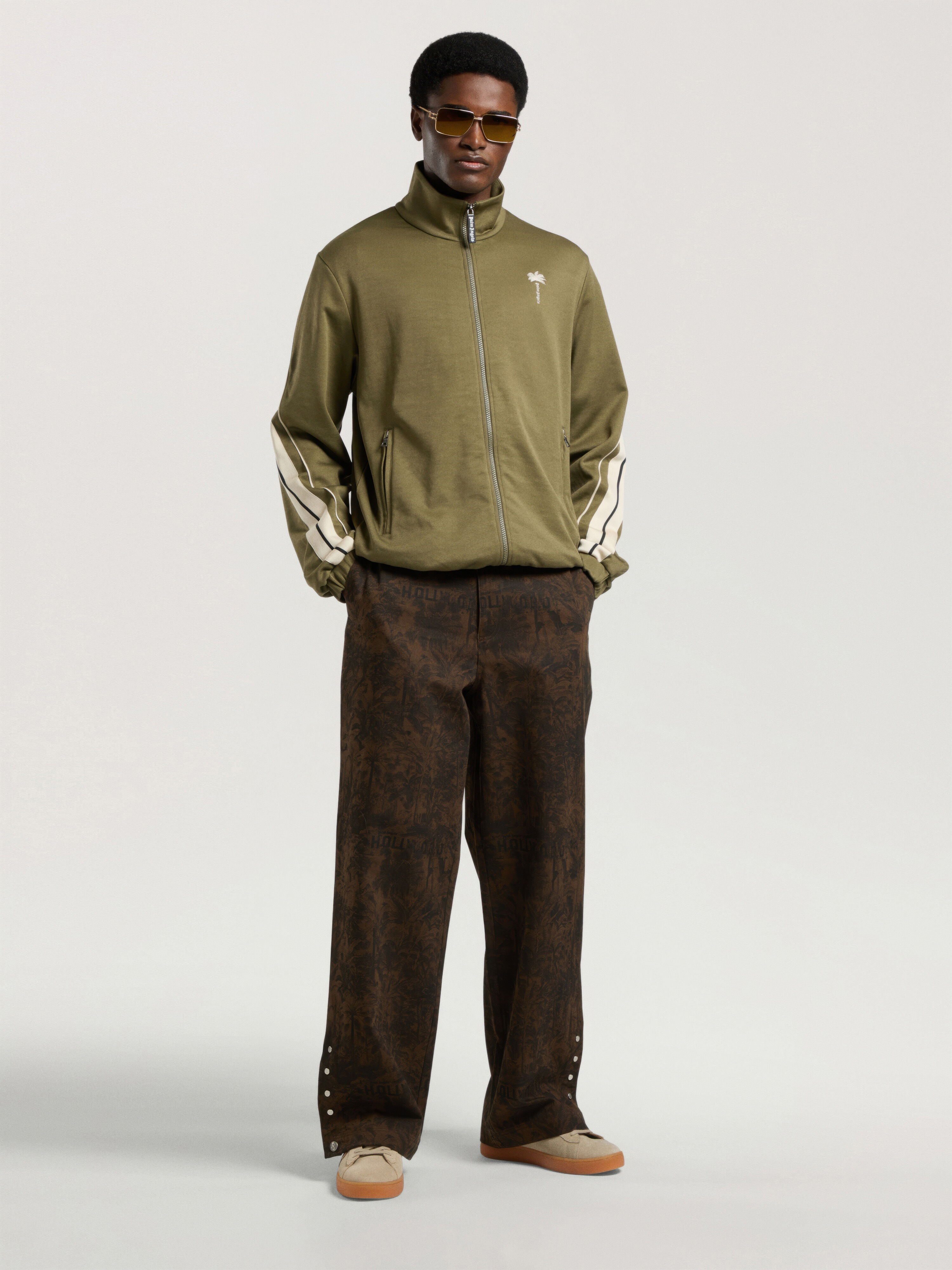PALM ANGELS Starleaf All-Over Loose Pants BROWN - BLACK PAMCA03W26FB04