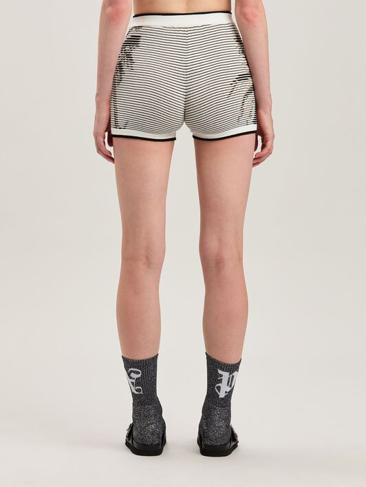 PALM ANGELS  Palms jacquared knit shorts OFF WHITE - BLACK PWHM016S25KNI001