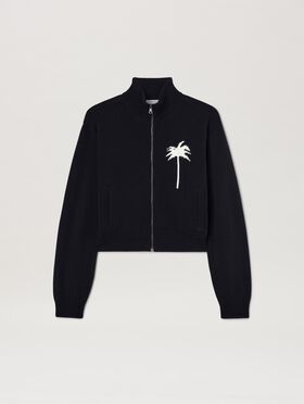 PALM ANGELS  Palm Inlay Track knit jacket NAVY BLUE - OFF WHITE PWHG034S25KNI001