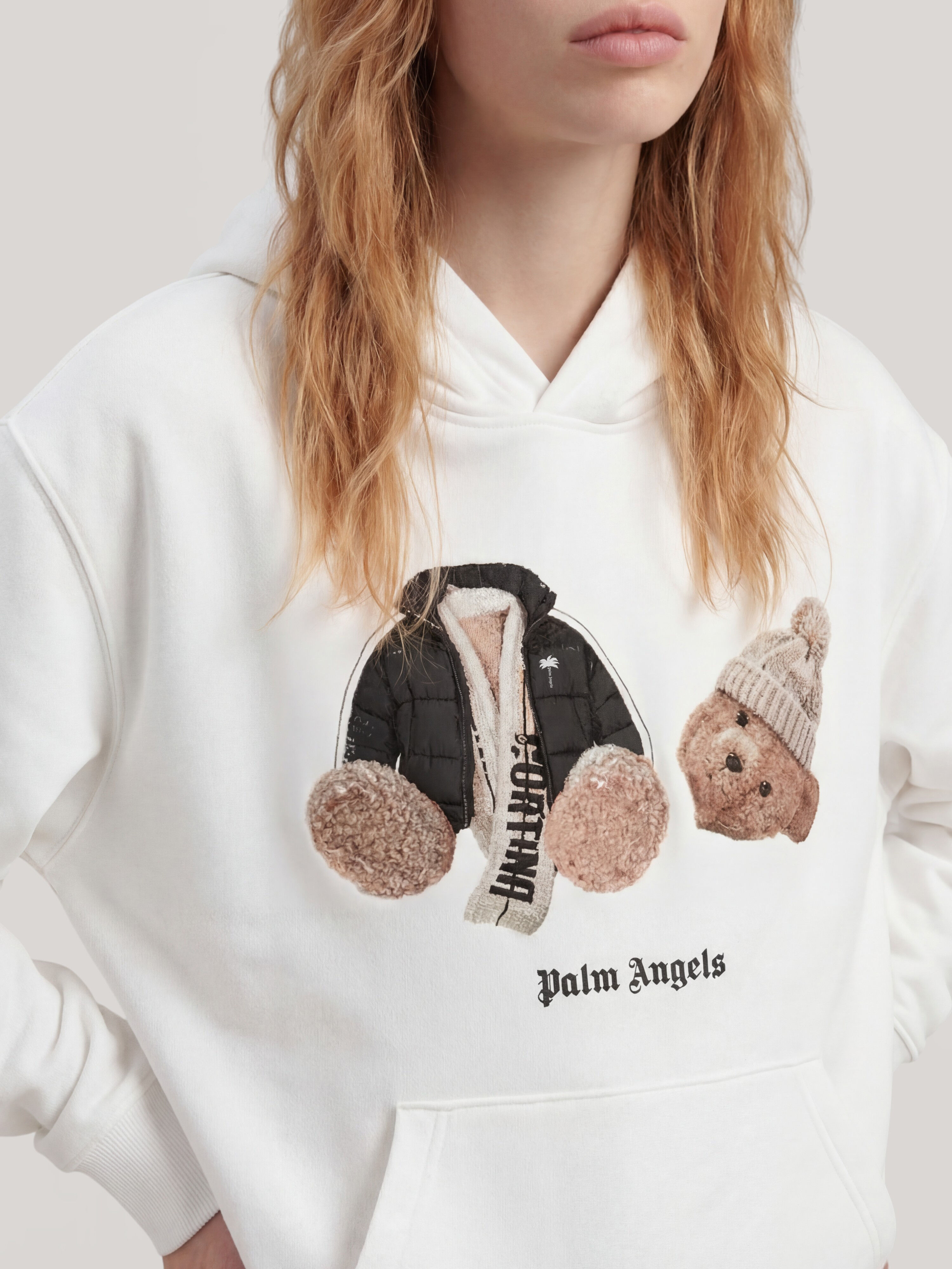Broken Bear Cortina Hoodie in WHITE for Men | Palm Angels®