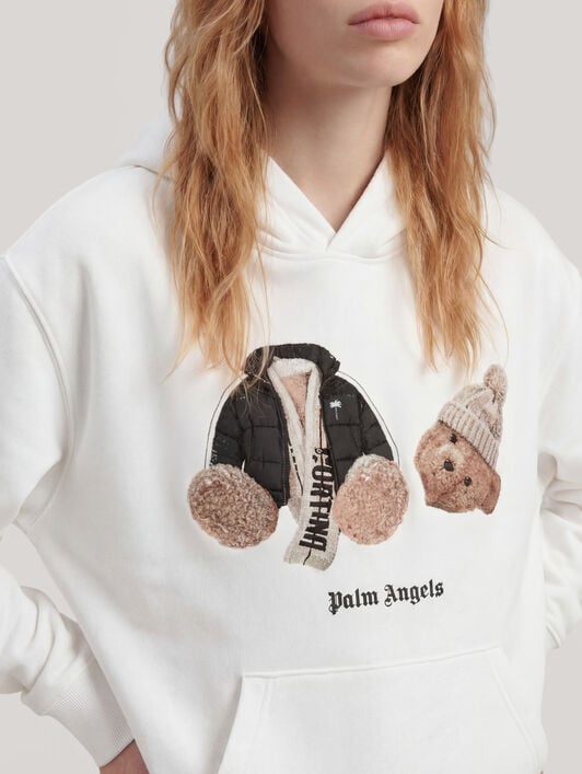 PALM ANGELS Broken Bear Milano Cortina Hoodie WHITE PAMBB010FL001