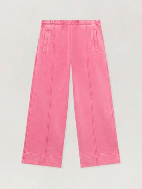 PALM ANGELS Curved Logo Faded Wide Pants FUCSIA/FUCHSIA PGCH00BS26FLE001