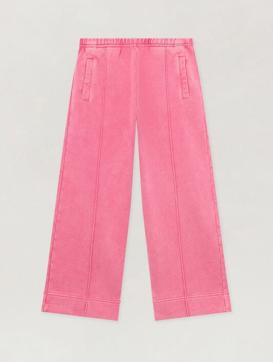 PALM ANGELS Curved Logo Faded Wide Pants FUCSIA/FUCHSIA PGCH00BS26FLE001
