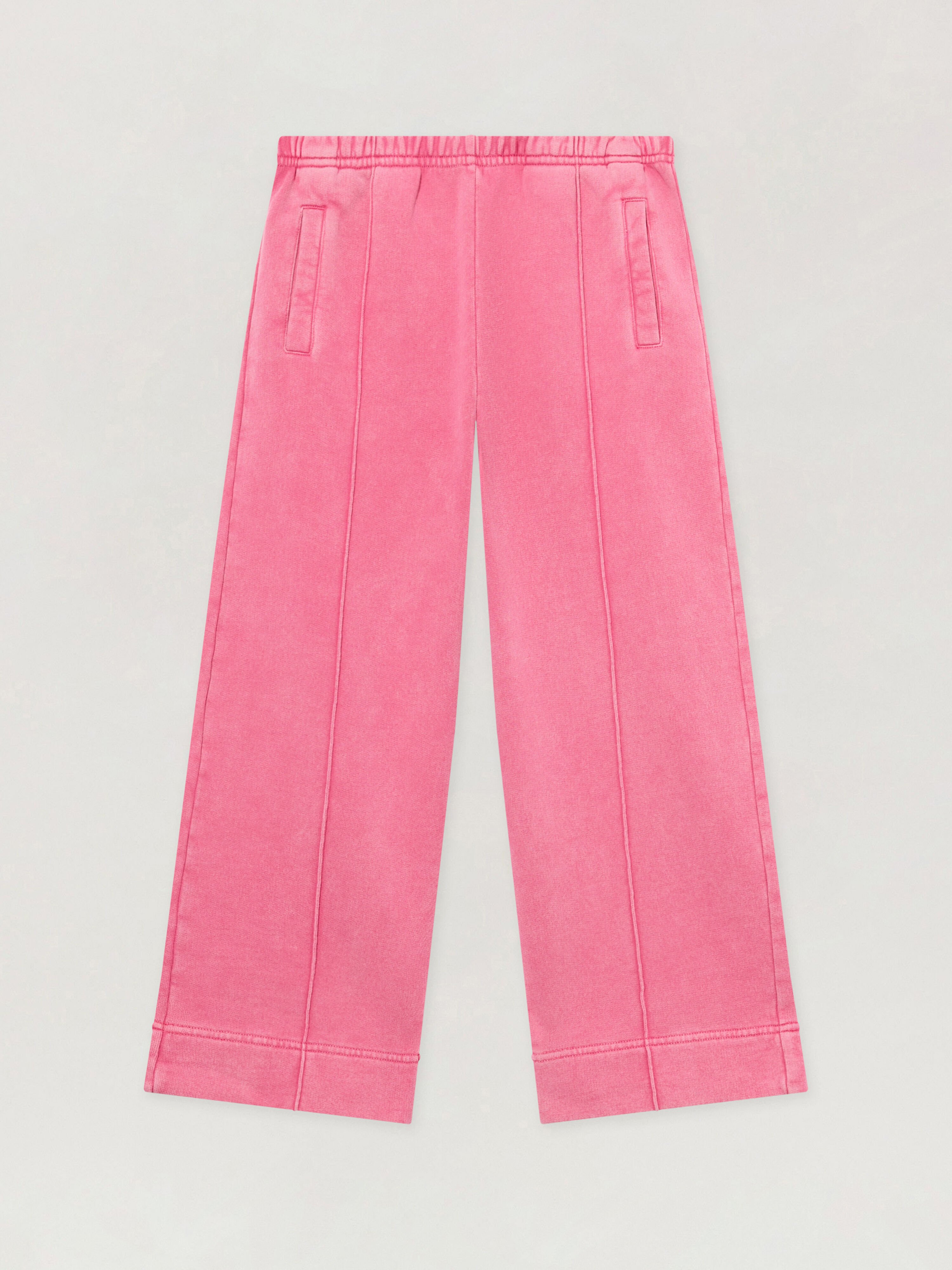PALM ANGELS Curved Logo Faded Wide Pants FUCSIA/FUCHSIA PGCH00BS26FLE001