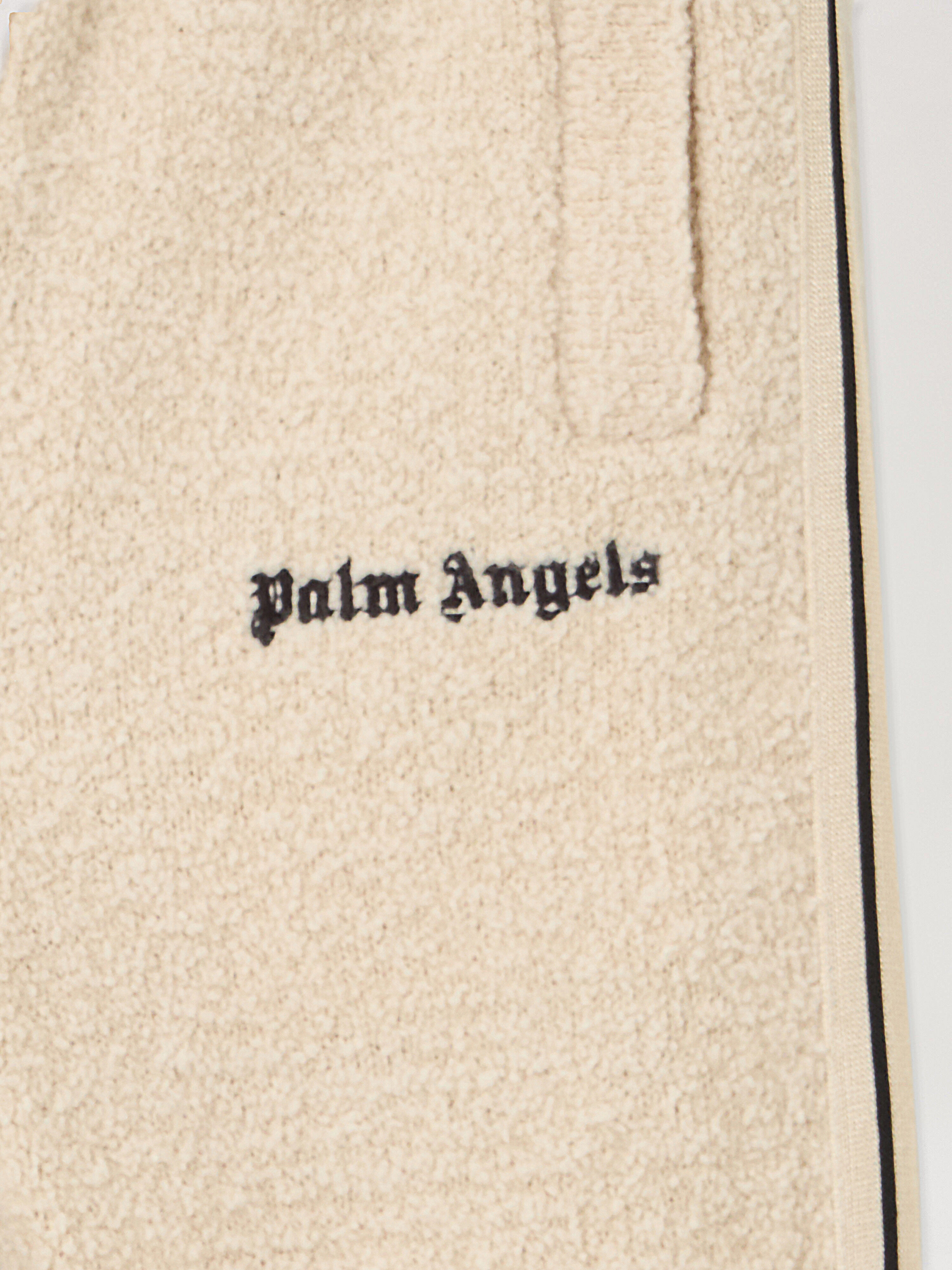 PALM ANGELS Logo Teddy Track Knit Pants ECRU - BROWN PBXQ002F25KNI001