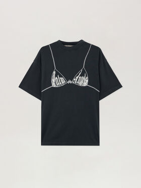 PALM ANGELS Palm Bra Loose T-Shirt BLACK OFF WHITE PWAA07BS26JER003