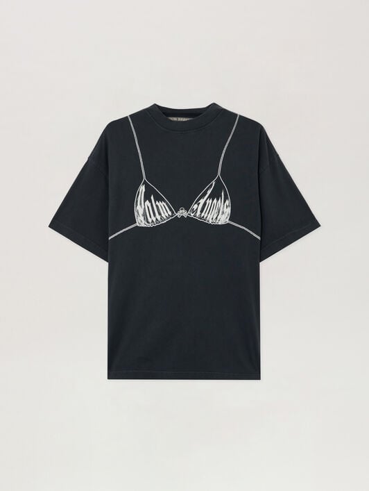 PALM ANGELS Palm Bra Loose T-Shirt BLACK OFF WHITE PWAA07BS26JER003