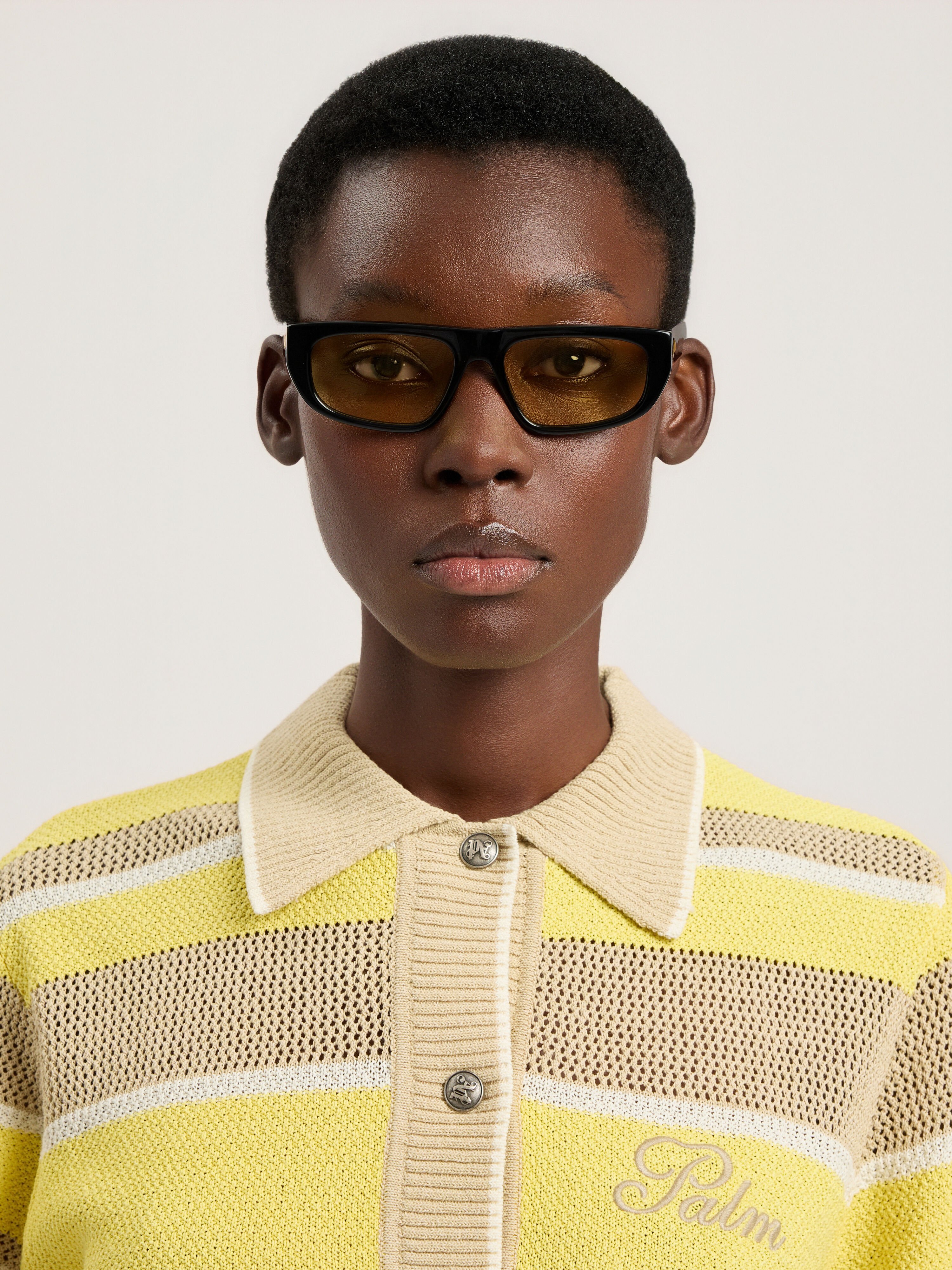 PALM ANGELS Ventura Yellow Lens Sunglasses SHINY BLACK PA1024101854