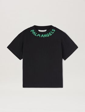 PALM ANGELS  Logo Block T-Shirt BLACK GREEN PBAA003S25JER004