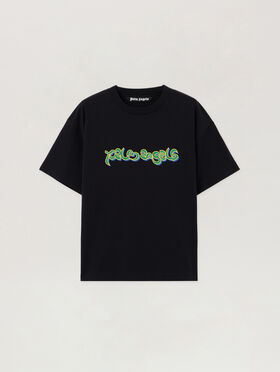PALM ANGELS Thai Logo T-Shirt BLACK GREEN PMAA109S26JER009