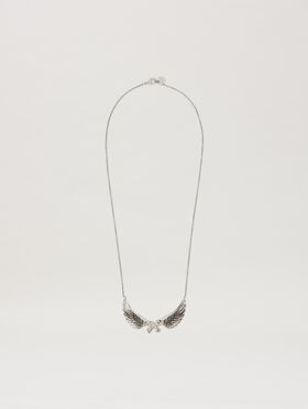 PALM ANGELS  Monogram with wings necklace GOLD - BLACK PMOB126S25MAT001