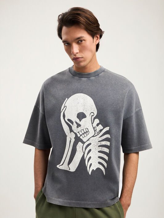 Skull Loose T-Shirt PALM ANGELS Skull Loose T-Shirt BLACK OFF WHITE PMAA10DS26JER007