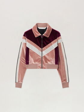 PALM ANGELS Colorblock Chenille Track Jacket SOFT PINK - BURGUNDY PWBD066F25FAB001