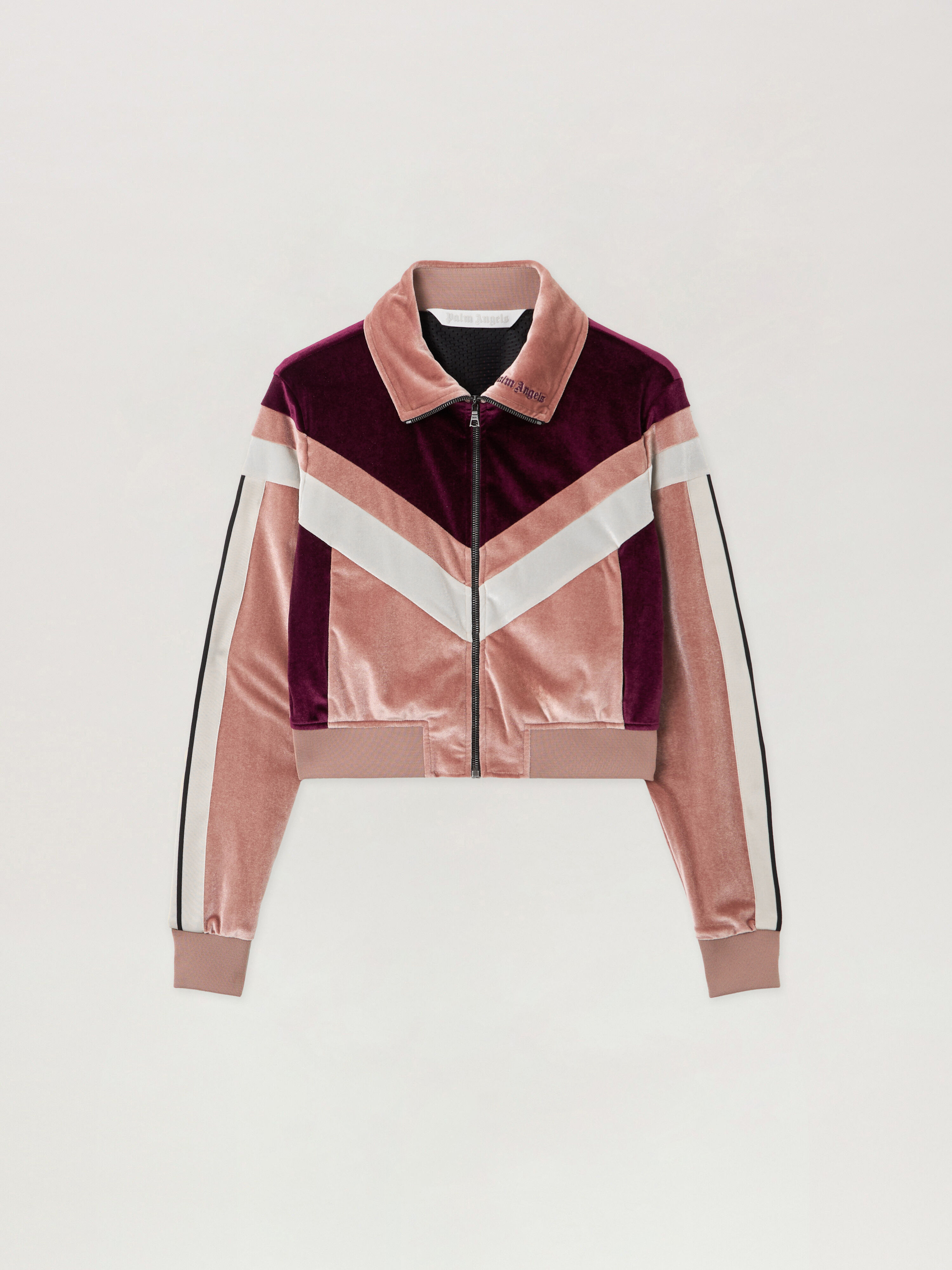 PALM ANGELS Colorblock Chenille Track Jacket SOFT PINK - BURGUNDY PWBD066F25FAB001