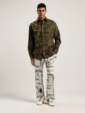 PALM ANGELS Dollar Print Wide-Leg Pants IVORY - BLACK PMCA143F25FAB001