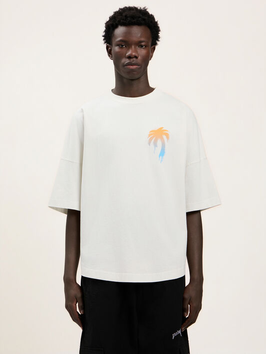 PALM ANGELS I Love Pa Over T-Shirt OFF WHITE BLACK PMAA10BS26JER003