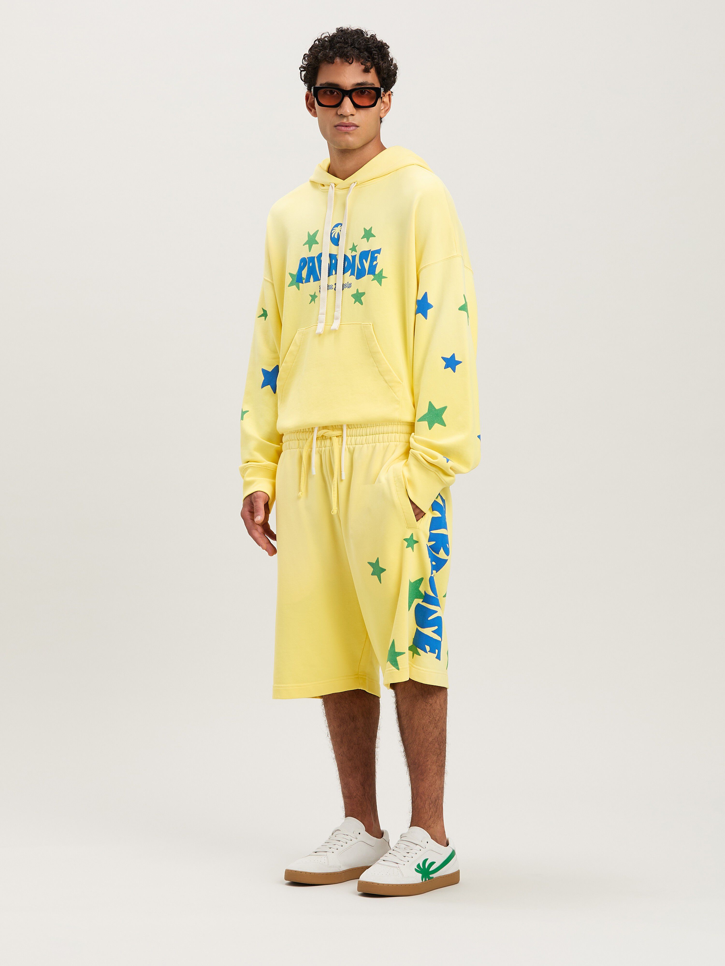 PALM ANGELS  Paradise Sweat shorts YELLOW - BLUE PMCI027S25FLE001