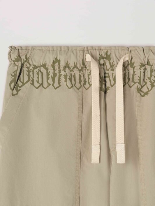 PALM ANGELS  Flame logo sweat pants BEIGE - MILITARY GREEN PMCA117S25FAB002