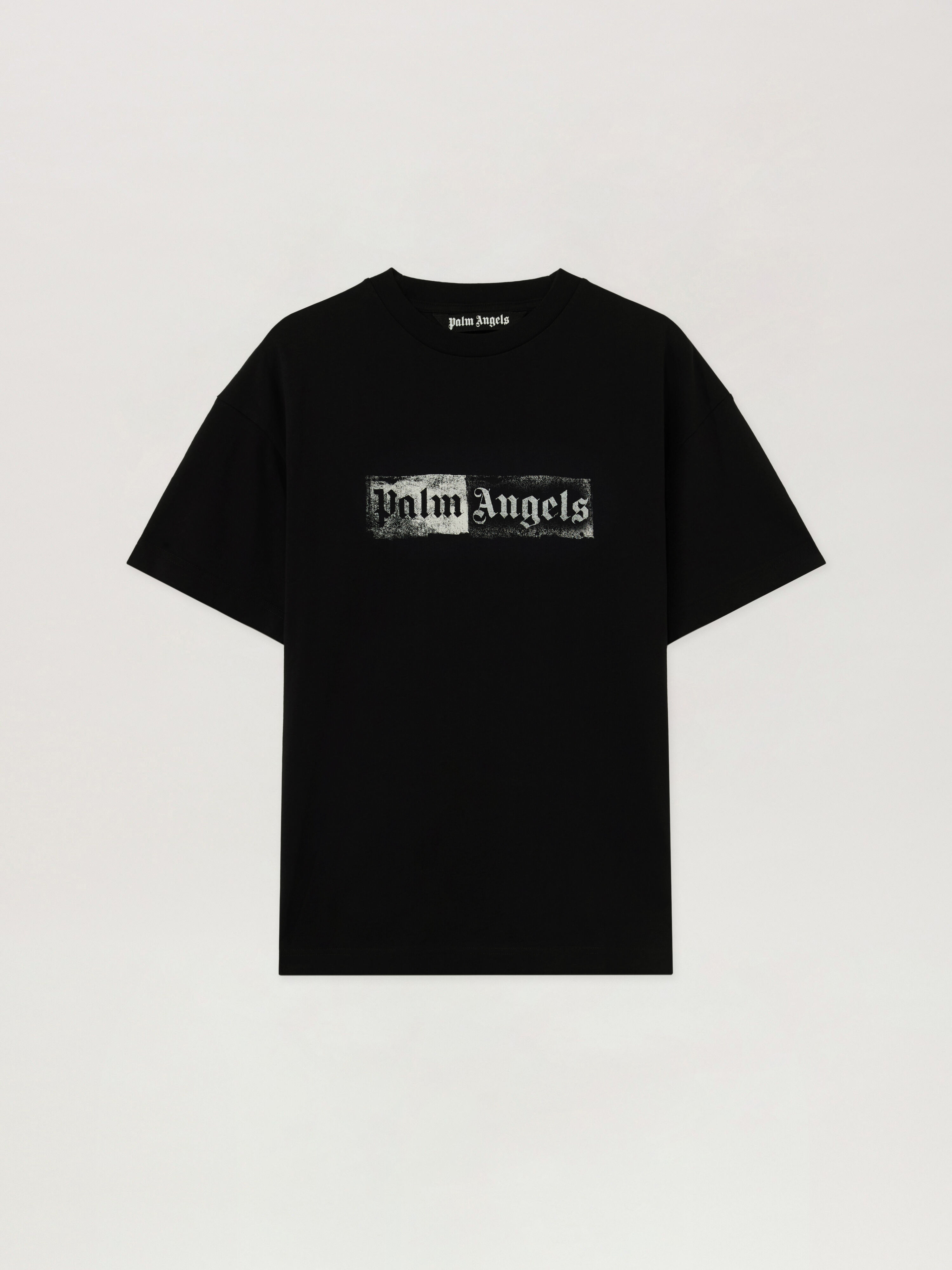 PALM ANGELS T-Shirt Con Logo A Timbro BLACK - OFF WHITE PAMAA01F26JR05