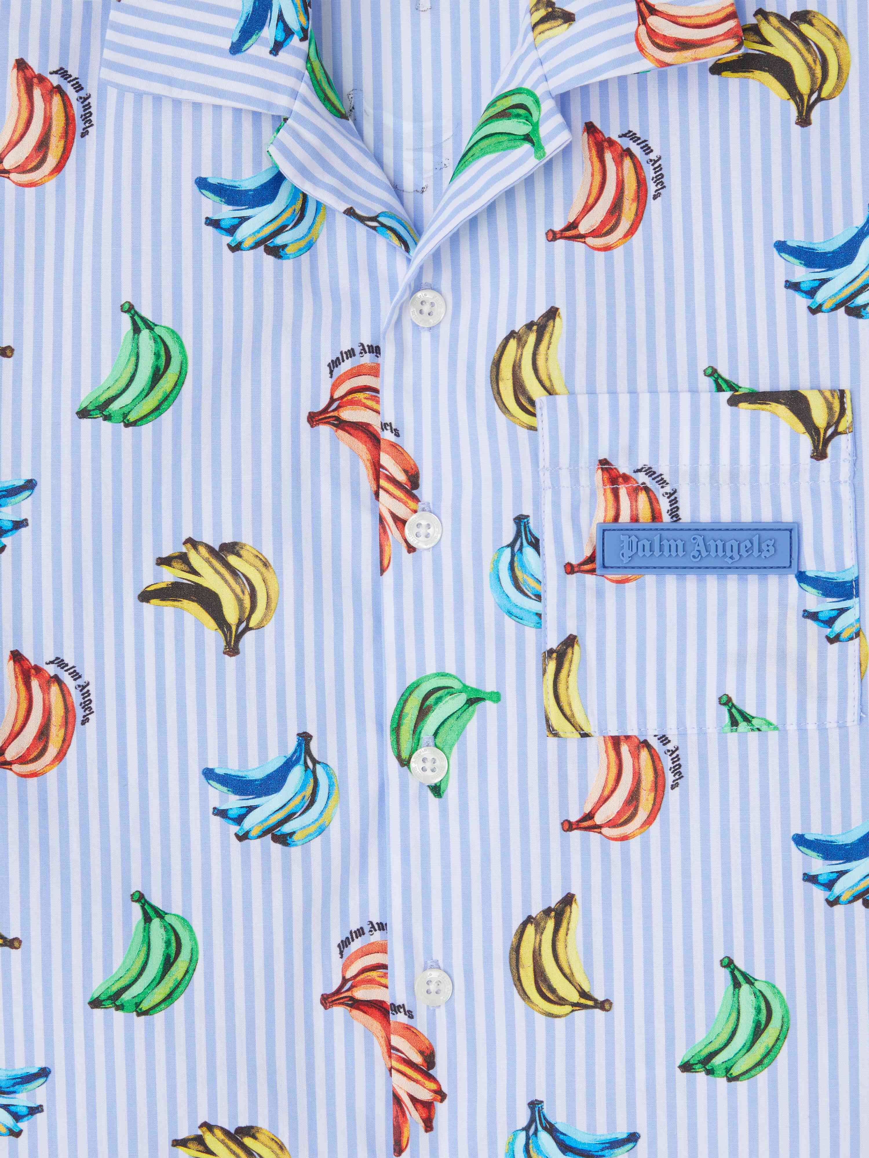 PALM ANGELS  All over banana print short sleeves shirt SKY BLUE DUSTY BLUE PBGG002S25FAB003