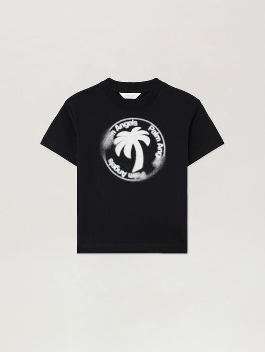 PALM ANGELS Palm Stamp. T-Shirt NERO/BLACK PBAA003S26JER003